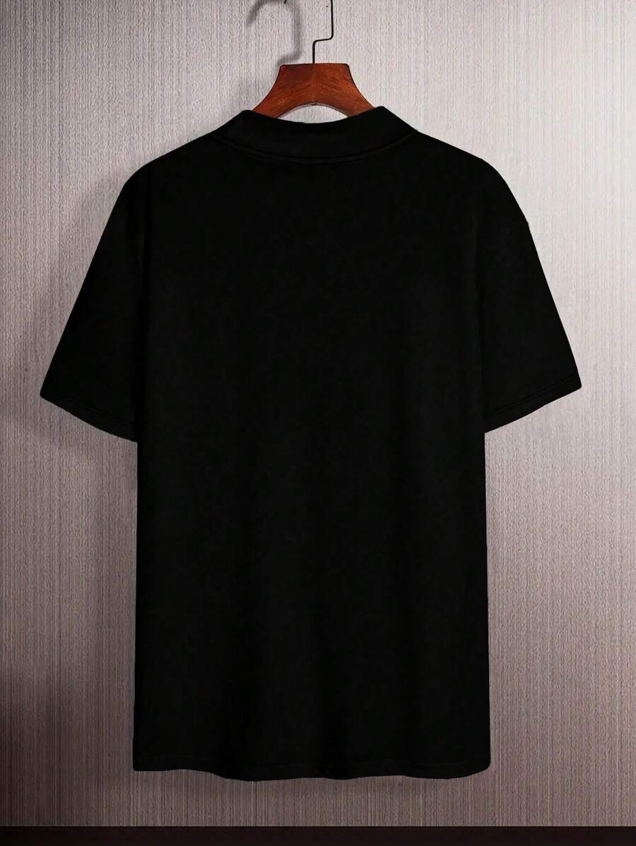 Airaco T-shirt à col montant unicolore à manches courtes pour homme, pour l'automne