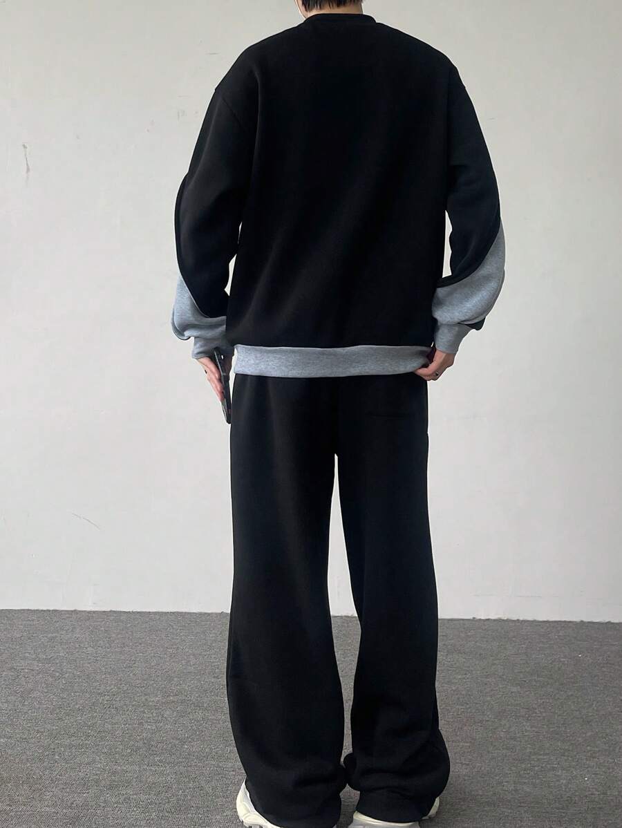 Claim Dot Ensemble décontracté homme à manches longues col rond avec blocs de couleurs, Sweat-shirt-shirt et pantalon de survêtement ample. Ensemble deux pièces homme, tenue de survêtement homme, survêtement homme, ensemble deux pièces homme printemps aut