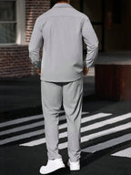 Manfinity CasualCool 2 pièces Chemise et pantalon de travail en velours côtelé pour hommes, vêtements d'automne