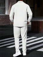 Manfinity CasualCool 2 pièces Chemise et pantalon de travail en velours côtelé pour hommes, vêtements d'automne