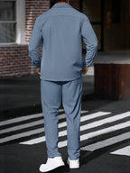 Manfinity CasualCool 2 pièces Chemise et pantalon de travail en velours côtelé pour hommes, vêtements d'automne