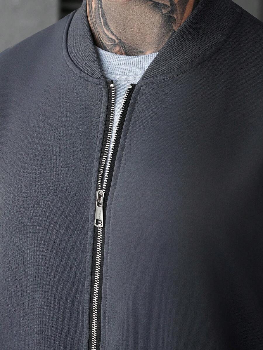 Manfinity CasualCool Ensemble veste zippée et pantalon de couleur unie décontracté pour homme, automne