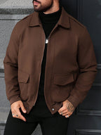 Manfinity CasualCool Veste décontractée polyvalente pour le travail et les déplacements, zippée, à manches longues, pour hommes, couleur marron