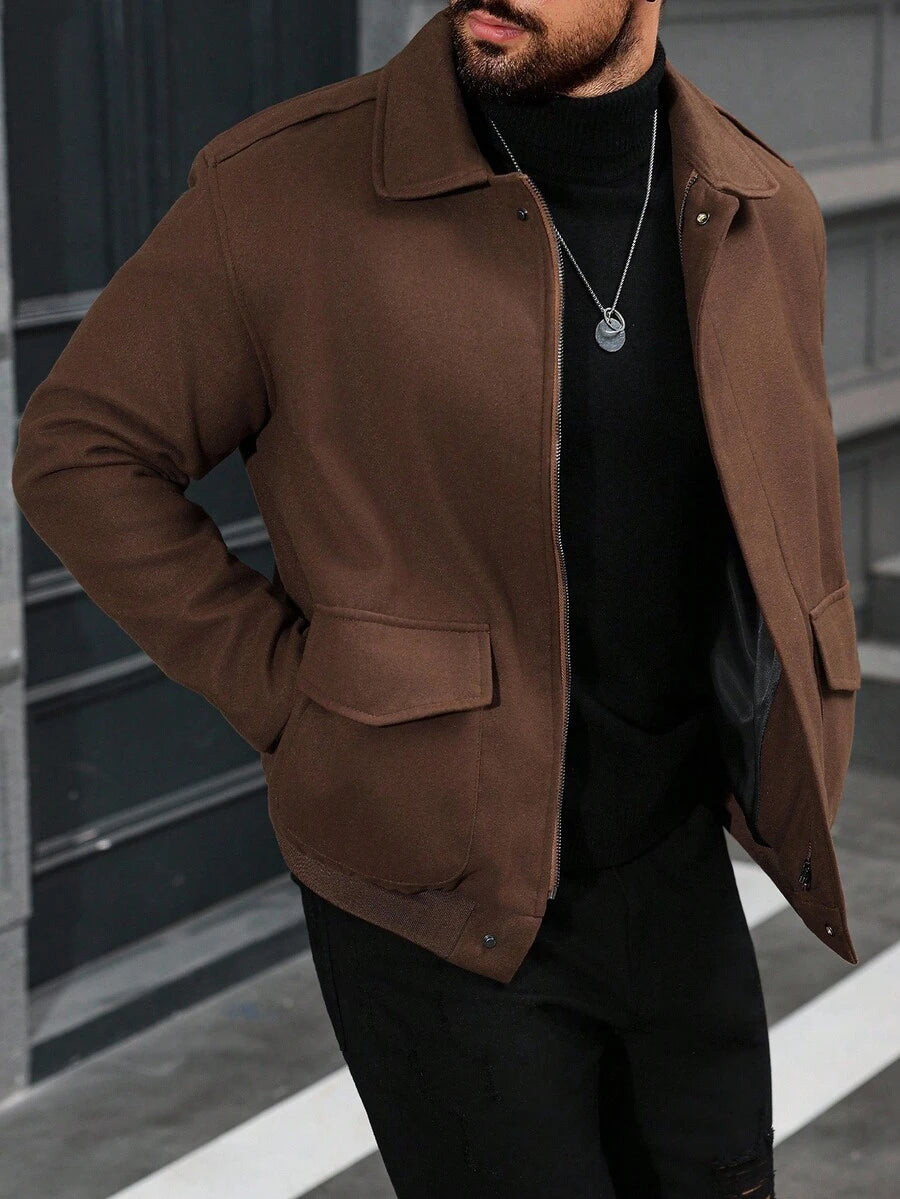 Manfinity CasualCool Veste décontractée polyvalente pour le travail et les déplacements, zippée, à manches longues, pour hommes, couleur marron