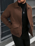Manfinity CasualCool Veste décontractée polyvalente pour le travail et les déplacements, zippée, à manches longues, pour hommes, couleur marron