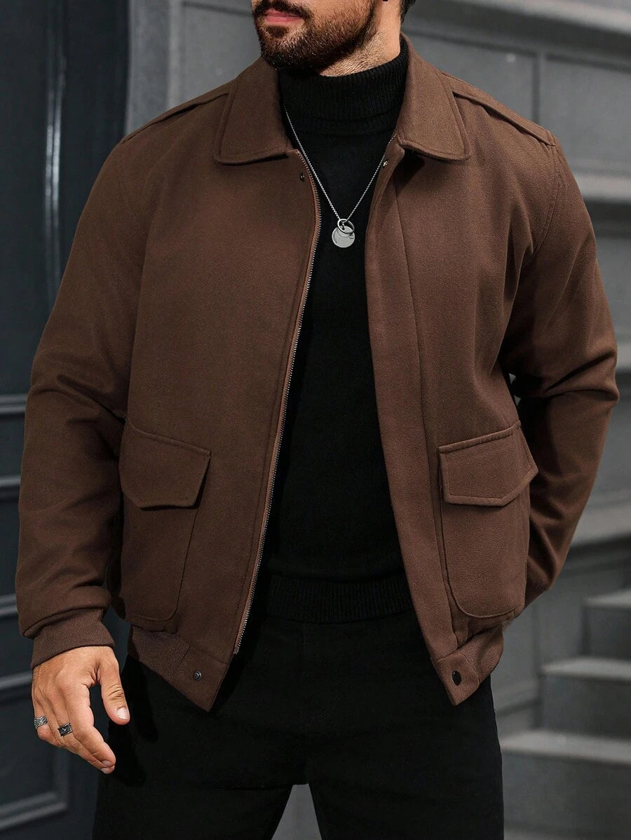 Manfinity CasualCool Veste décontractée polyvalente pour le travail et les déplacements, zippée, à manches longues, pour hommes, couleur marron