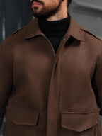 Manfinity CasualCool Veste décontractée polyvalente pour le travail et les déplacements, zippée, à manches longues, pour hommes, couleur marron