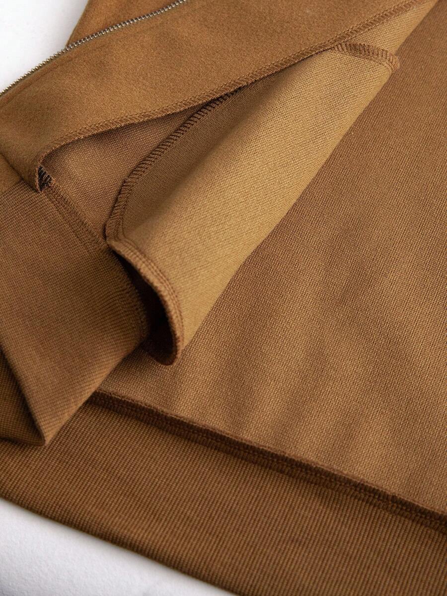 Manfinity CasualCool Veste décontractée à manches longues de couleur unie pour hommes, polyvalente pour l'automne/l'hiver. Veste zippée noire pour hommes