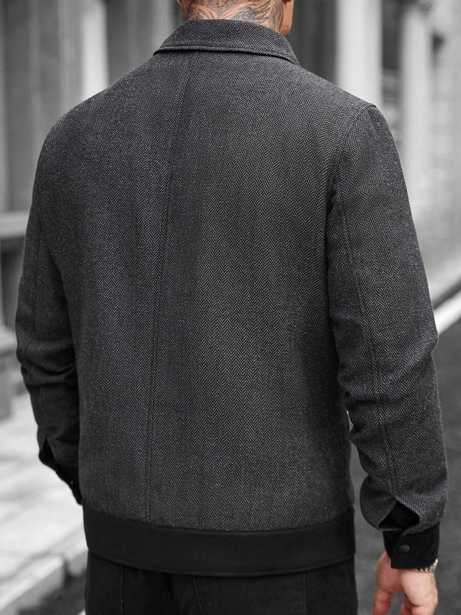 Manfinity CasualCool Veste décontractée à manches longues et à simple boutonnage en mélange de laine, avec couleurs contrastées. Automne/Hiver