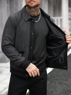 Manfinity CasualCool Veste décontractée à manches longues et à simple boutonnage en mélange de laine, avec couleurs contrastées. Automne/Hiver