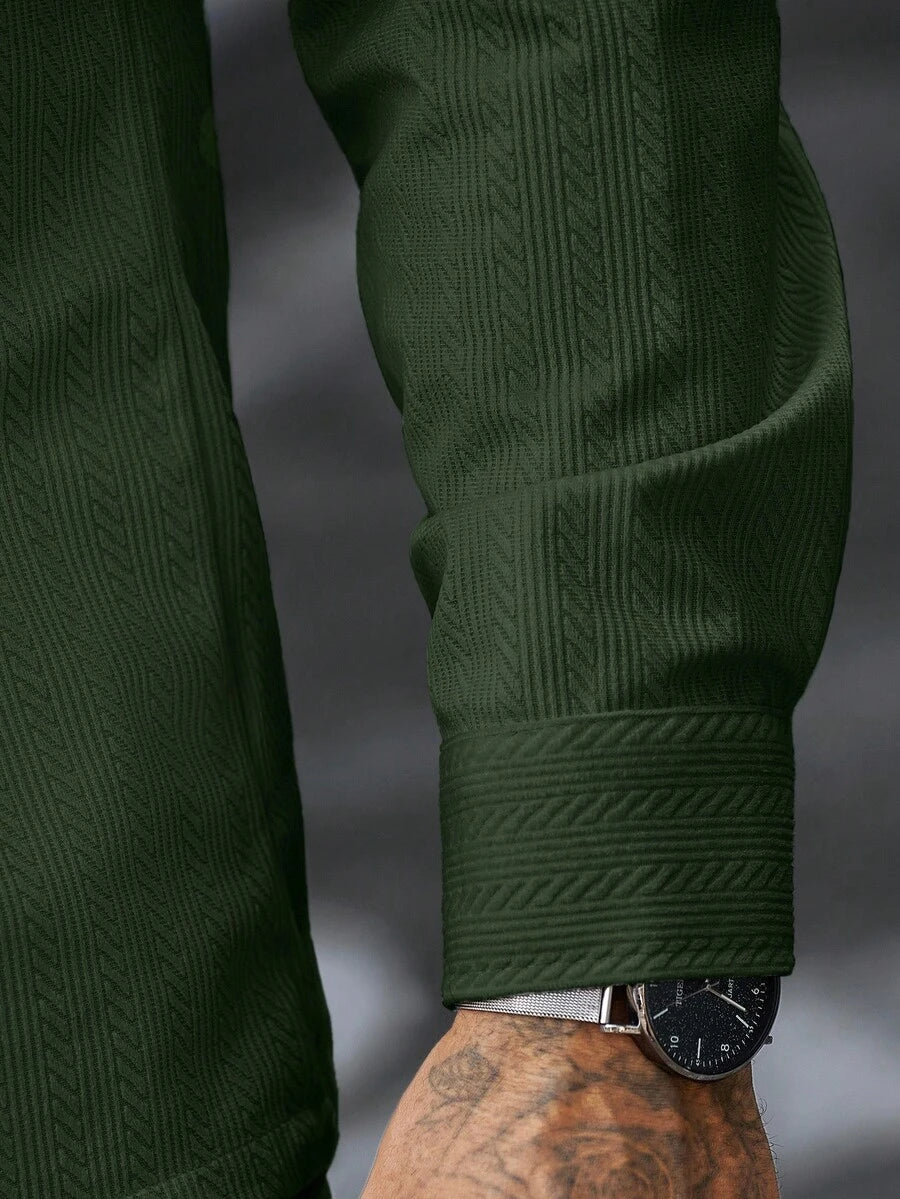 Manfinity CasualCool 2 pièces Chemise et pantalon de travail en velours côtelé pour hommes, vêtements d'automne