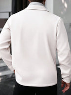 Manfinity CasualCool Manteau long casual à manches longues de couleur unie pour hommes, convenant à l'automne et à l'hiver. Manteau crème à boutons pour hommes