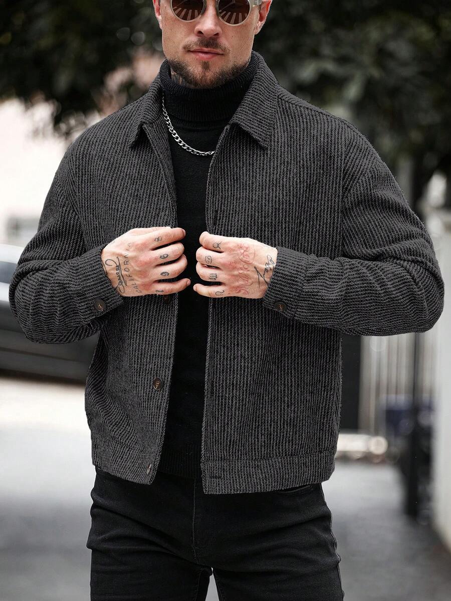 Manfinity CasualCool Pardessus court à manches longues avec boutons devant, épaules tombantes, couleur unie pour hommes