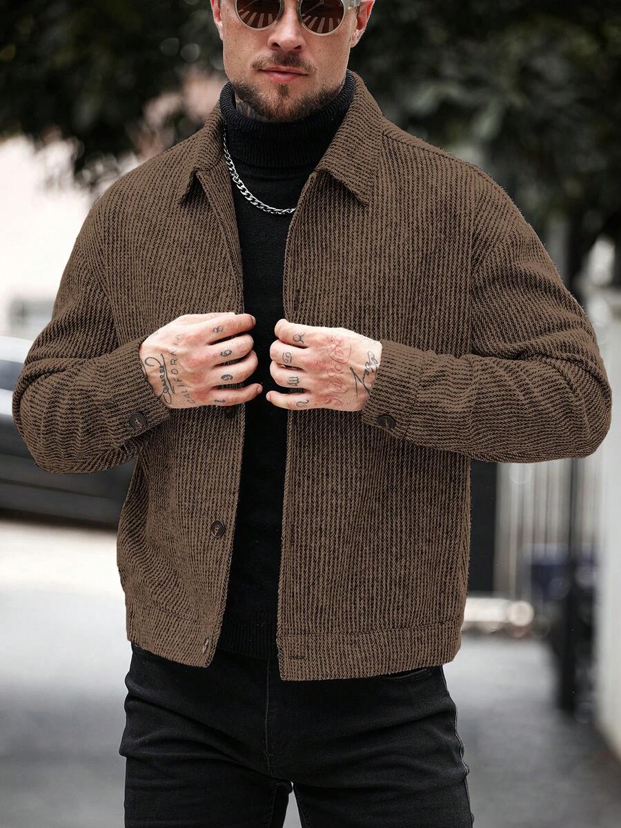 Manfinity CasualCool Pardessus court à manches longues avec boutons devant, épaules tombantes, couleur unie pour hommes