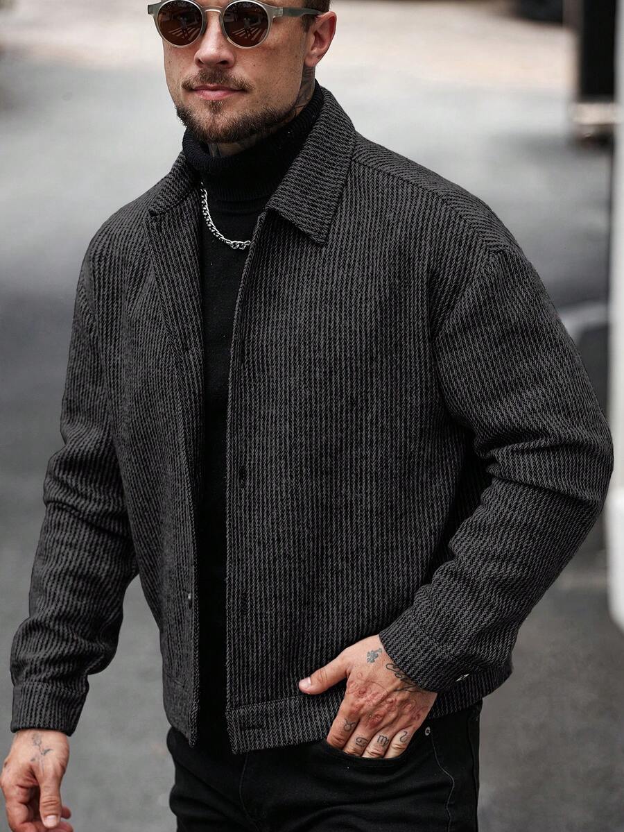 Manfinity CasualCool Pardessus court à manches longues avec boutons devant, épaules tombantes, couleur unie pour hommes