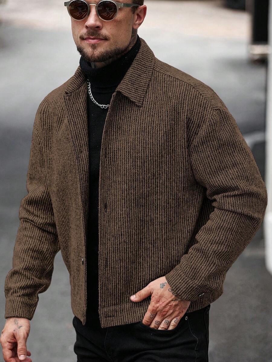 Manfinity CasualCool Pardessus court à manches longues avec boutons devant, épaules tombantes, couleur unie pour hommes