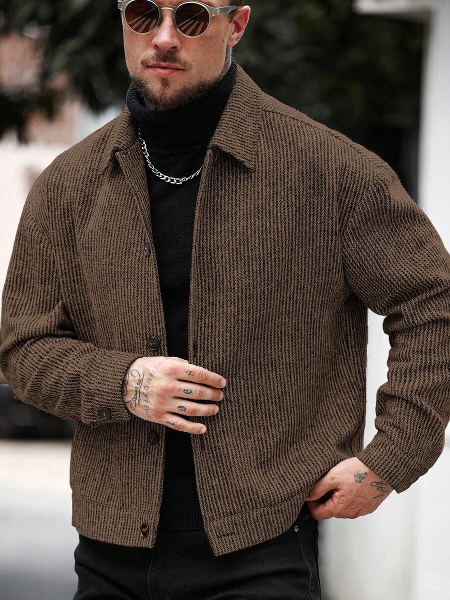 Manfinity CasualCool Pardessus court à manches longues avec boutons devant, épaules tombantes, couleur unie pour hommes