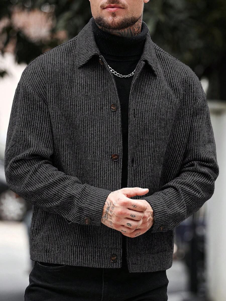 Manfinity CasualCool Pardessus court à manches longues avec boutons devant, épaules tombantes, couleur unie pour hommes