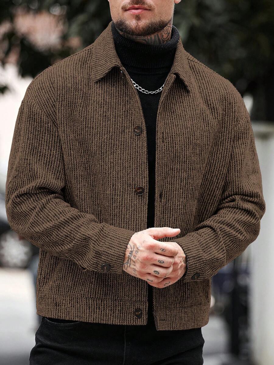 Manfinity CasualCool Pardessus court à manches longues avec boutons devant, épaules tombantes, couleur unie pour hommes