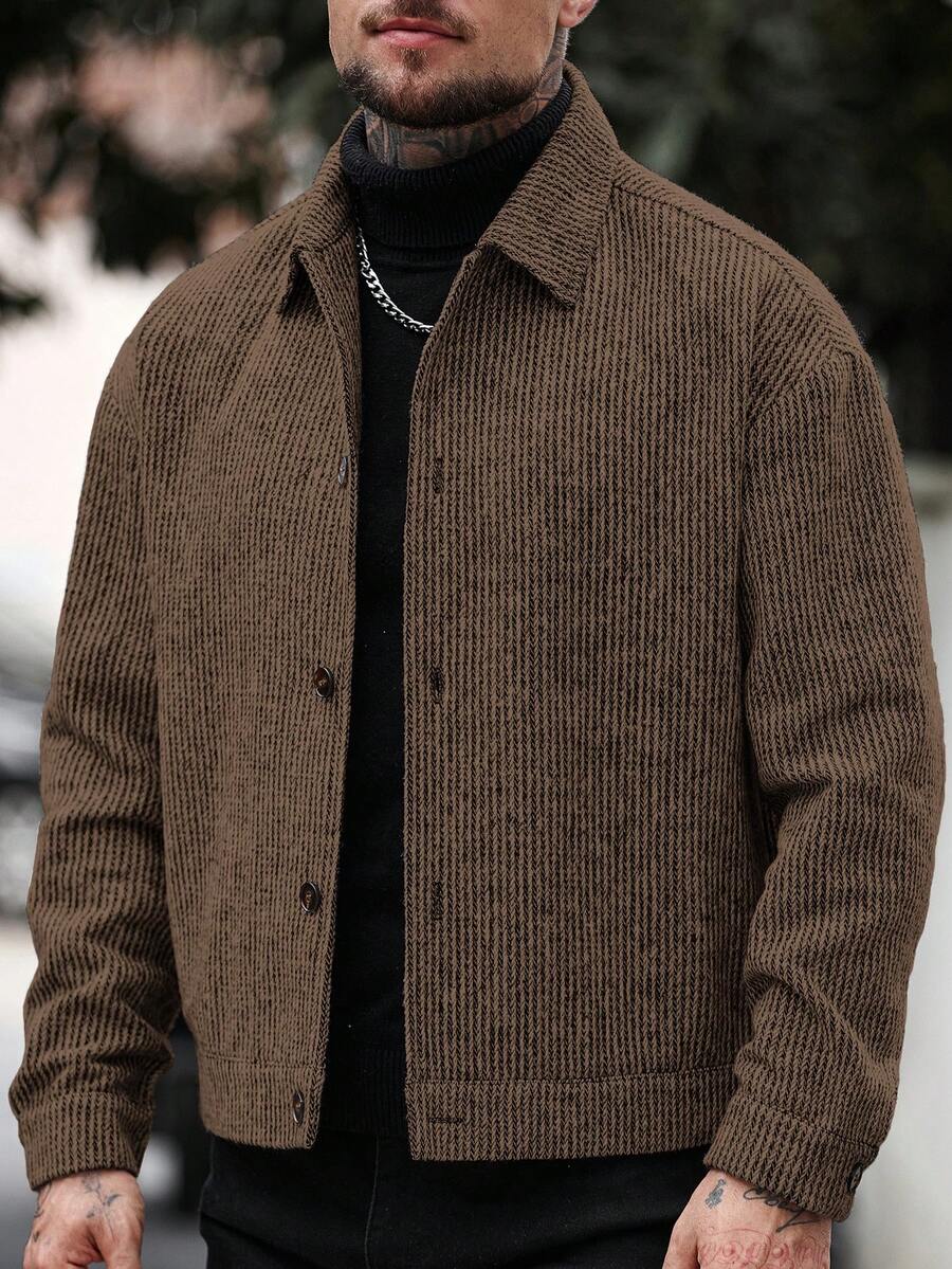 Manfinity CasualCool Pardessus court à manches longues avec boutons devant, épaules tombantes, couleur unie pour hommes