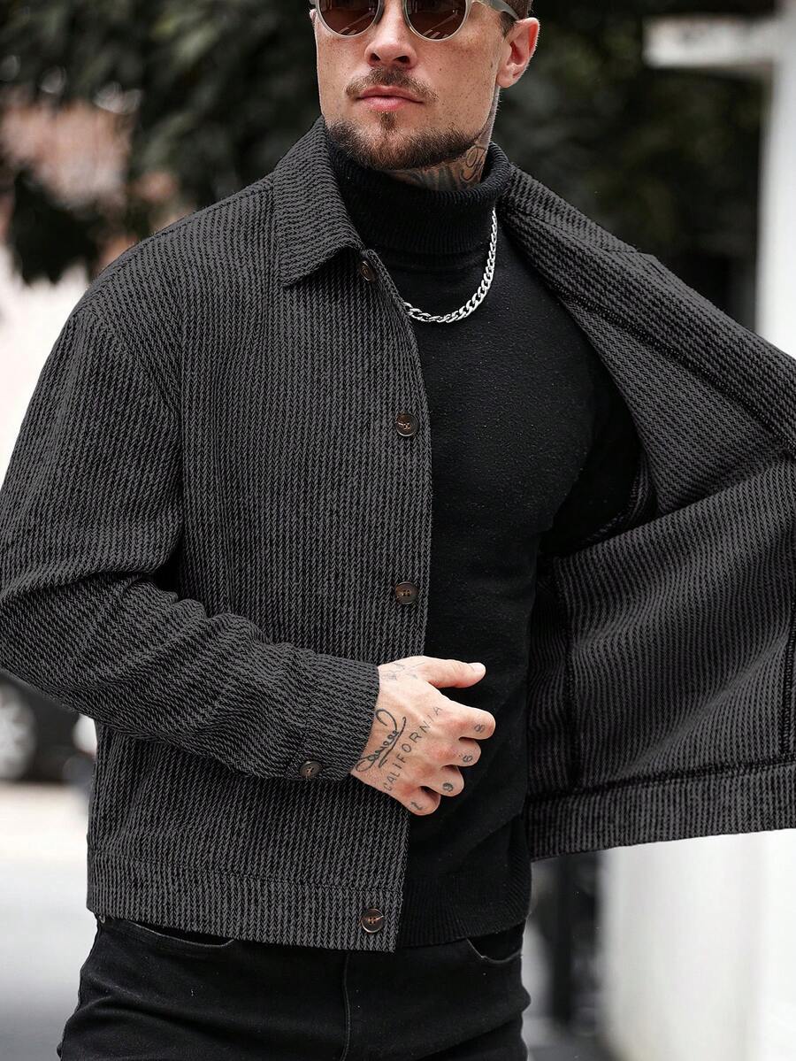 Manfinity CasualCool Pardessus court à manches longues avec boutons devant, épaules tombantes, couleur unie pour hommes