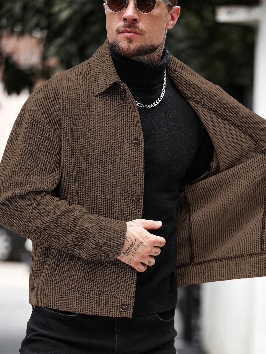 Manfinity CasualCool Pardessus court à manches longues avec boutons devant, épaules tombantes, couleur unie pour hommes