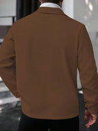 Manfinity CasualCool Manteau long casual à manches longues de couleur unie pour hommes, convenant à l'automne et à l'hiver. Manteau crème à boutons pour hommes