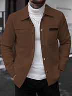 Manfinity CasualCool Manteau long casual à manches longues de couleur unie pour hommes, convenant à l'automne et à l'hiver. Manteau crème à boutons pour hommes