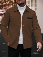 Manfinity CasualCool Manteau long casual à manches longues de couleur unie pour hommes, convenant à l'automne et à l'hiver. Manteau crème à boutons pour hommes