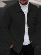 Manfinity CasualCool Manteau long casual à manches longues de couleur unie pour hommes, convenant à l'automne et à l'hiver. Manteau crème à boutons pour hommes