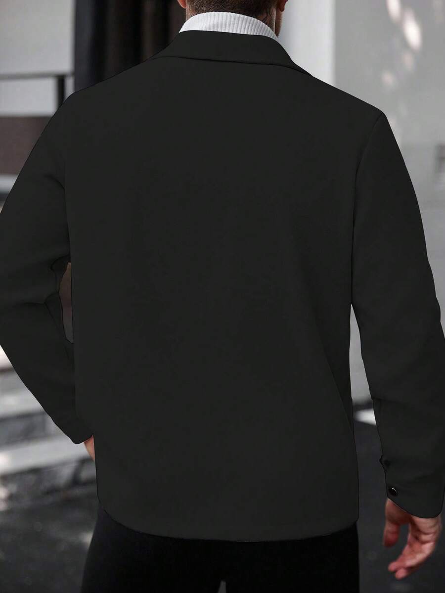 Manfinity CasualCool Manteau long casual à manches longues de couleur unie pour hommes, convenant à l'automne et à l'hiver. Manteau crème à boutons pour hommes