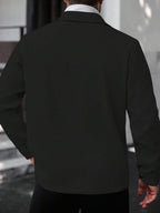 Manfinity CasualCool Manteau long casual à manches longues de couleur unie pour hommes, convenant à l'automne et à l'hiver. Manteau crème à boutons pour hommes