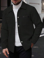 Manfinity CasualCool Manteau long casual à manches longues de couleur unie pour hommes, convenant à l'automne et à l'hiver. Manteau crème à boutons pour hommes