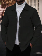 Manfinity CasualCool Manteau long casual à manches longues de couleur unie pour hommes, convenant à l'automne et à l'hiver. Manteau crème à boutons pour hommes