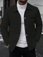 Manfinity CasualCool Manteau long casual à manches longues de couleur unie pour hommes, convenant à l'automne et à l'hiver. Manteau crème à boutons pour hommes