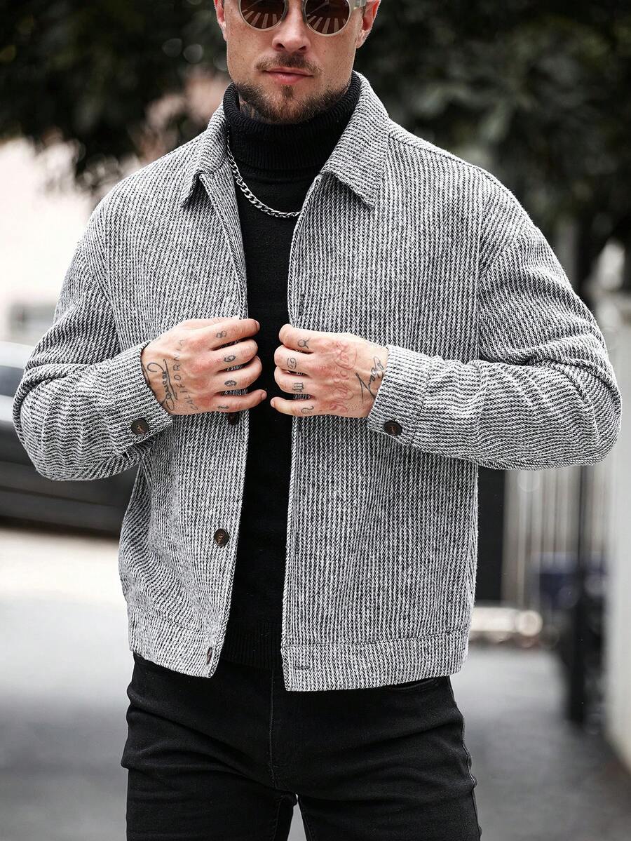 Manfinity CasualCool Pardessus court à manches longues avec boutons devant, épaules tombantes, couleur unie pour hommes