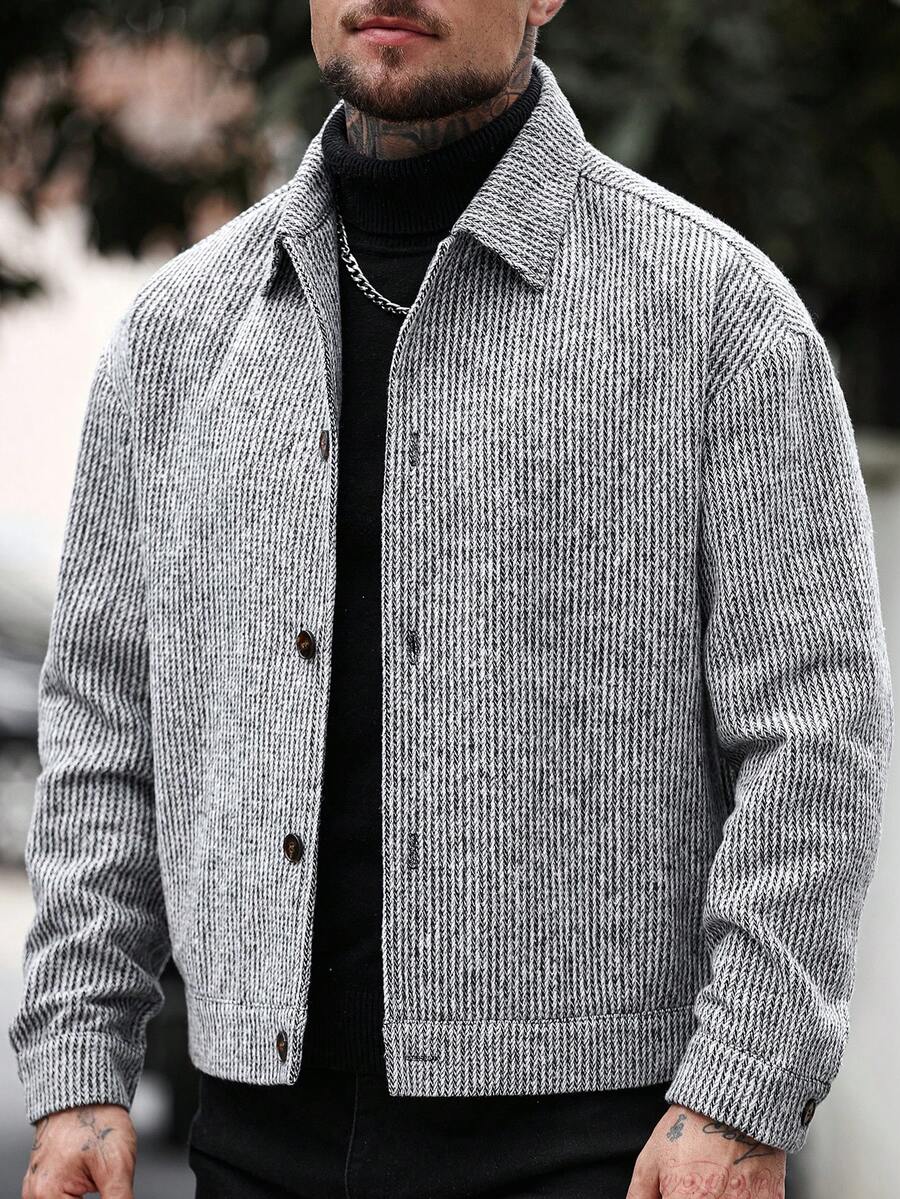 Manfinity CasualCool Pardessus court à manches longues avec boutons devant, épaules tombantes, couleur unie pour hommes