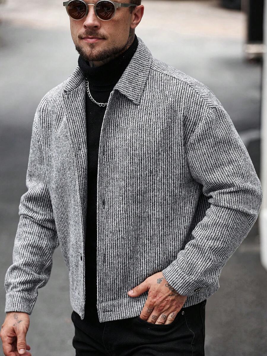 Manfinity CasualCool Pardessus court à manches longues avec boutons devant, épaules tombantes, couleur unie pour hommes