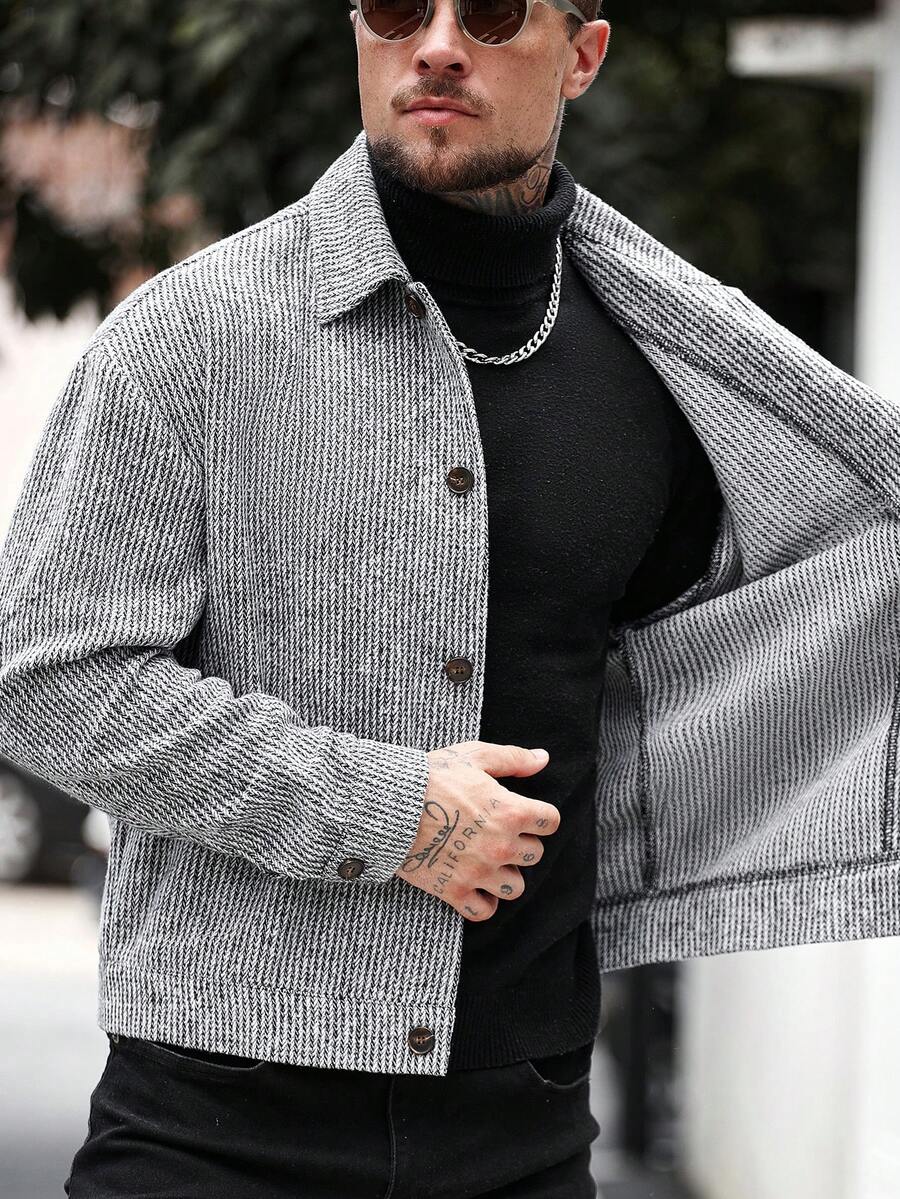 Manfinity CasualCool Pardessus court à manches longues avec boutons devant, épaules tombantes, couleur unie pour hommes