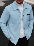 Manfinity CasualCool Manteau long casual à manches longues de couleur unie pour hommes, convenant à l'automne et à l'hiver. Manteau crème à boutons pour hommes