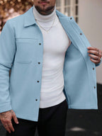 Manfinity CasualCool Manteau long casual à manches longues de couleur unie pour hommes, convenant à l'automne et à l'hiver. Manteau crème à boutons pour hommes