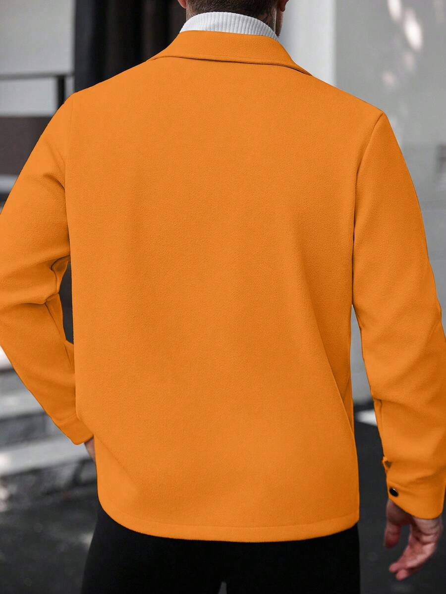 Manfinity CasualCool Manteau long casual à manches longues de couleur unie pour hommes, convenant à l'automne et à l'hiver. Manteau crème à boutons pour hommes