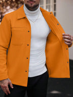 Manfinity CasualCool Manteau long casual à manches longues de couleur unie pour hommes, convenant à l'automne et à l'hiver. Manteau crème à boutons pour hommes