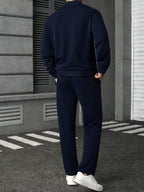 Manfinity CasualCool Ensemble veste zippée et pantalon de couleur unie décontracté pour homme, automne