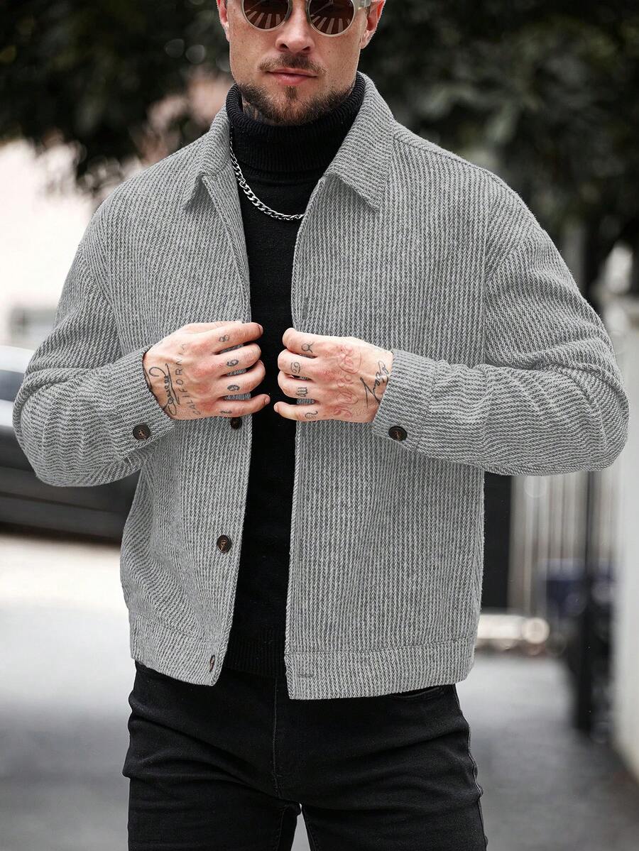 Manfinity CasualCool Pardessus court à manches longues avec boutons devant, épaules tombantes, couleur unie pour hommes