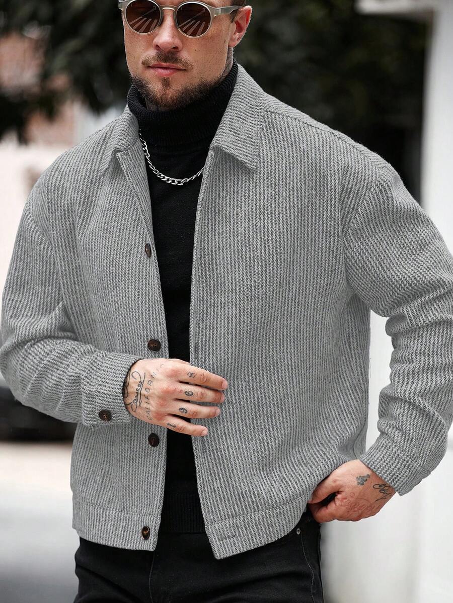 Manfinity CasualCool Pardessus court à manches longues avec boutons devant, épaules tombantes, couleur unie pour hommes