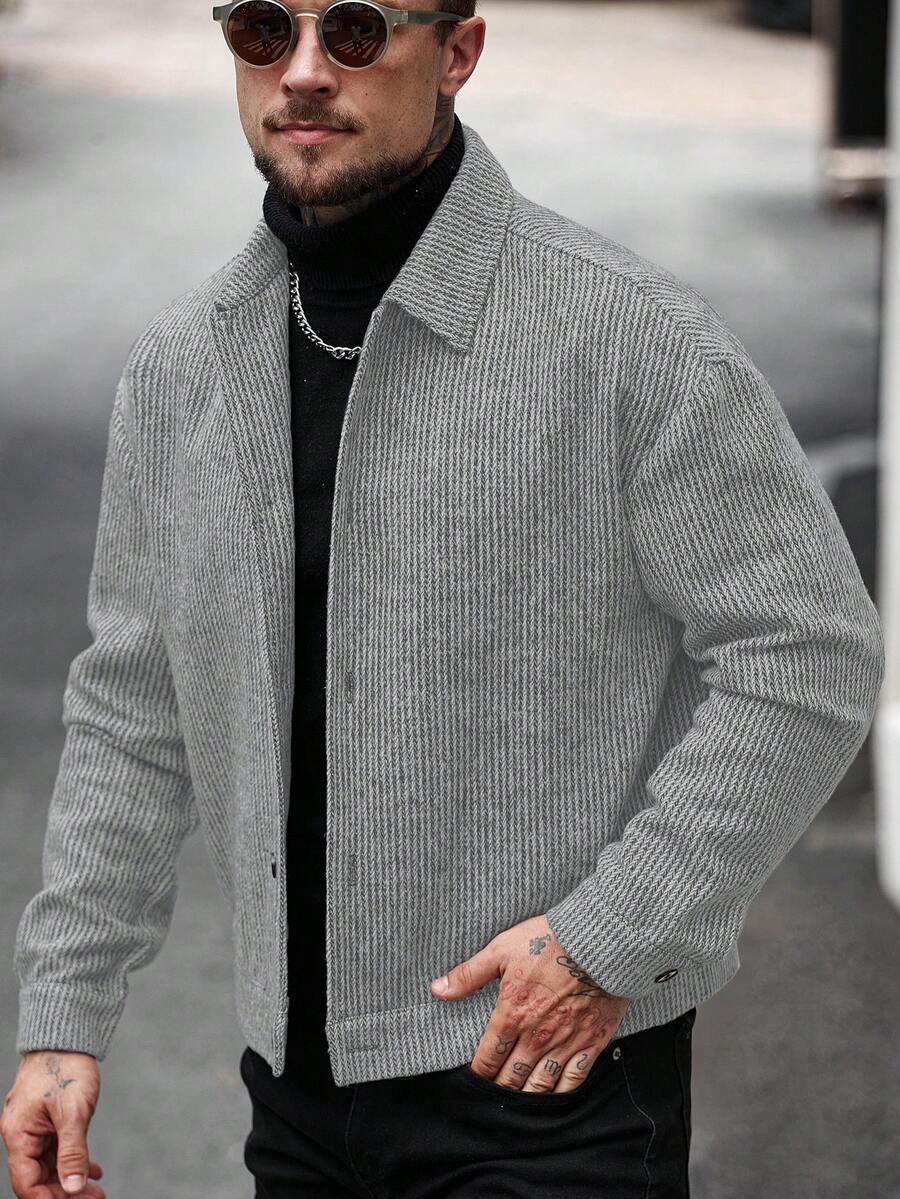 Manfinity CasualCool Pardessus court à manches longues avec boutons devant, épaules tombantes, couleur unie pour hommes