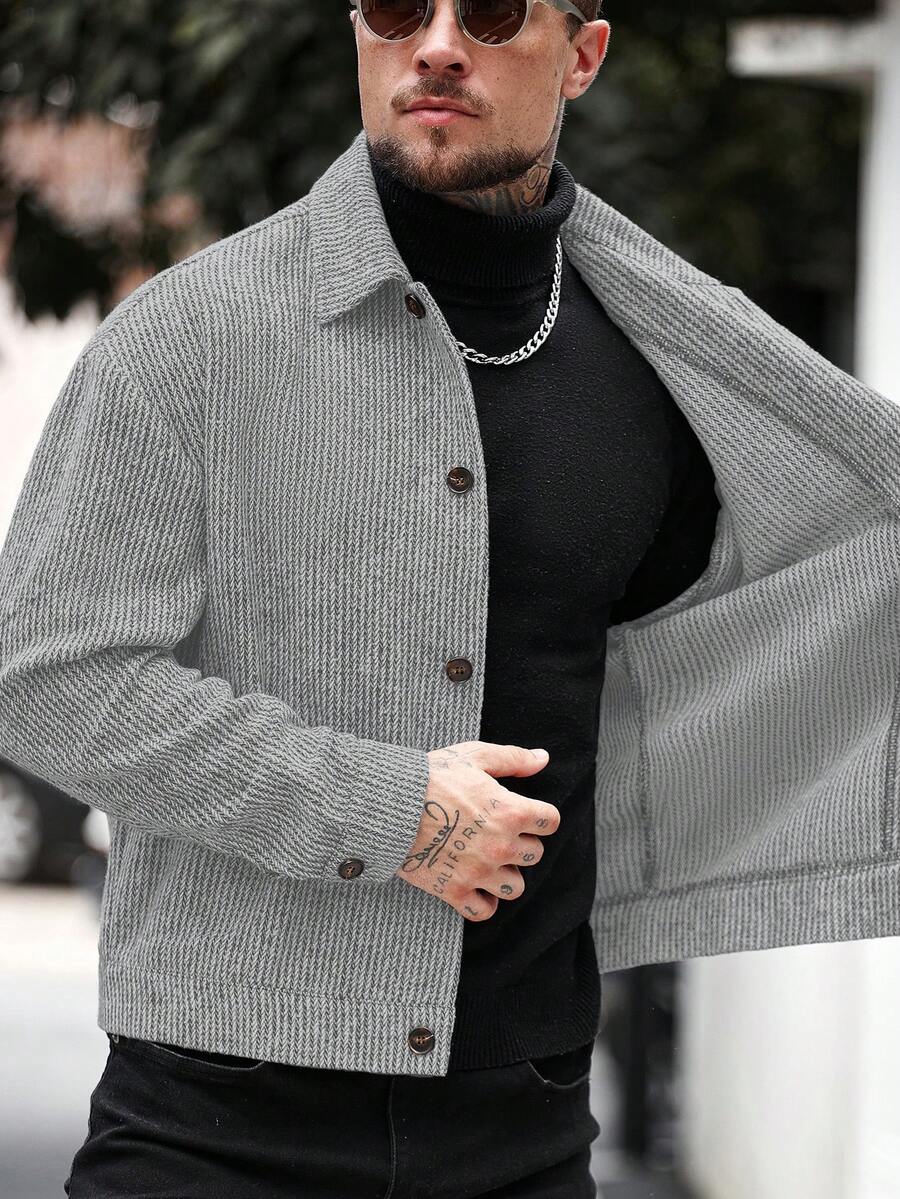 Manfinity CasualCool Pardessus court à manches longues avec boutons devant, épaules tombantes, couleur unie pour hommes