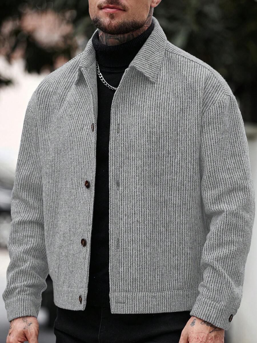 Manfinity CasualCool Pardessus court à manches longues avec boutons devant, épaules tombantes, couleur unie pour hommes