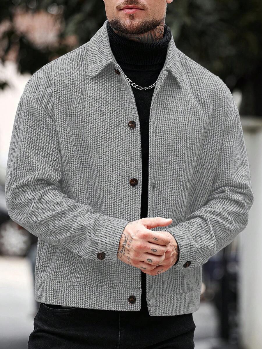 Manfinity CasualCool Pardessus court à manches longues avec boutons devant, épaules tombantes, couleur unie pour hommes